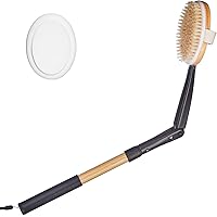 EASACE Long Handle Bath Body Brush & Lotion Applicator for Back Scrubber, Shower Brush with Soft Bristles for Wet or Dry