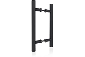 JUBEST 12" Matte Black Sliding Barn Door Handle Barn Door Pull Set Double Side Barn Door Handles