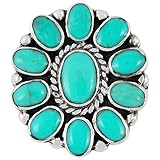 925 Sterling Silver Ring with Genuine Turquoise Sizes 6 to 11