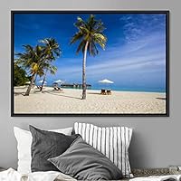 Framed Canvas Wall Art Palm Tree Colorful Cool Group Multicolor Photography Places Realism - 16x24 inches