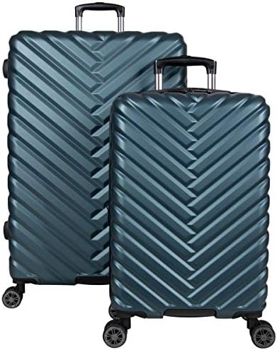 Kenneth Cole Response Ladies’s Madison Sq. Hardside Chevron Expandable Baggage, Emerald, 2-Piece Set (20″ & 28″)