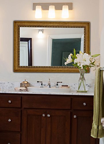 NEW Large Transitional Rectangle Wall Mirror | Luxury Designer Accented Frame | Solid Beveled Glass | Made In USA | Vanity, Bedroom, or Bathroom | Hangs Horizontal or Vertical