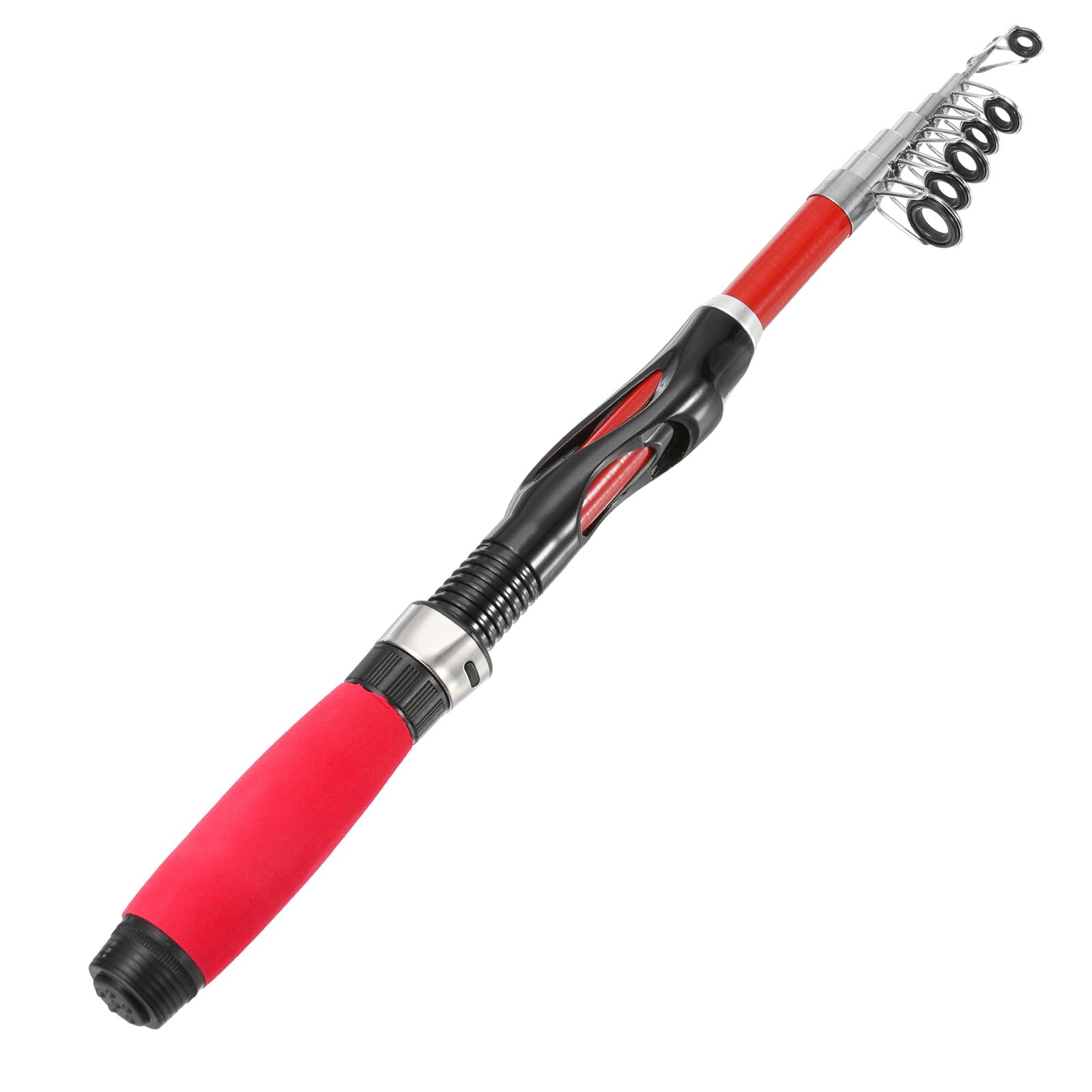 PATIKIL Telescopic Fishing Rod 1.5 m, Fiberglass Portable Mini Fishing Pole Collapsible Fishing Gear for Travel Saltwater Freshwater, Black & Red