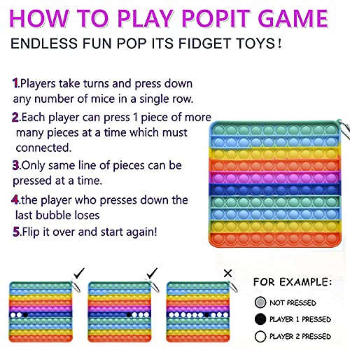 2 Pack Giant Jumbo Large Big Size Pop Fidget Toys Its Rainbow Poppers Push Pop Bubble Fidget Popping Sensory Fidget 100 Bubbles Reliever Silicone Fidget Mega Huge for aldult Boys Girls(Square, Heart)…