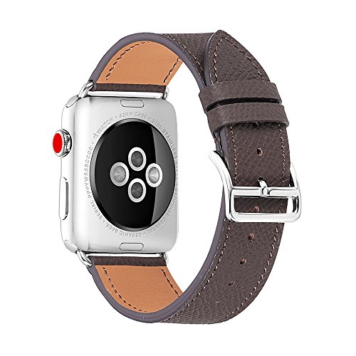 CHIMAERA Replacement for Apple Watch Band 38mm 40mm 42mm 44mm Strap Genuine  Leather iwatch Strap with Metal Clasp Adapter for Series 4/3/2/1 Sport