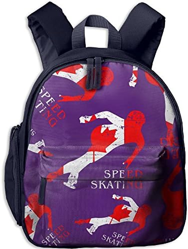 Canadian Flag Speed Skating Children Unisex Print School Bags Lightweight School Pocket Bookbags