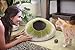 Kittycentric Cozy Cat Cave Bed - Handmade 100% Wool, Medium (Light Tan/Green)