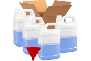 SVERES 4 Pcs 1 Gallon F Style HDPE Jug with Funnel - Secure 38-400 Neck Finish - Ideal Water Container for Water Storage, Detergents, Oil Containers, Industrial and Everyday Use