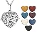 JOVIVI Antique Silver Aromatherapy Essential Oil Diffuser Necklace Vines Heart Locket Pendant with 7 Dyed Multi-Colored Lava Stones