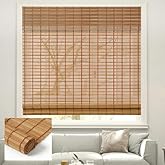 Kokorona Cordless Sheer Bamboo Roman Shades with Valance, Light Filtering Woven Bamboo Blinds for Windows, Natural Window Blinds Roll Up Shades for Home & Patio, 20" W x 64" H, Light Russet