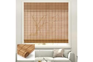 Kokorona Cordless Sheer Bamboo Roman Shades with Valance, Light Filtering Woven Bamboo Blinds for Windows, Natural Window Blinds Roll Up Shades for Home & Patio, 30" W x 64" H, Light Russet