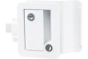 YOMILINK Upgraded RV Door Lock, Trailer Door Lock with Paddle Deadbolt, White Camper Door Latch with 4 Keys, Zinc Alloy Metal RV Door Latch Replacement Kit for Camper Horse Trailer Cargo Hauler