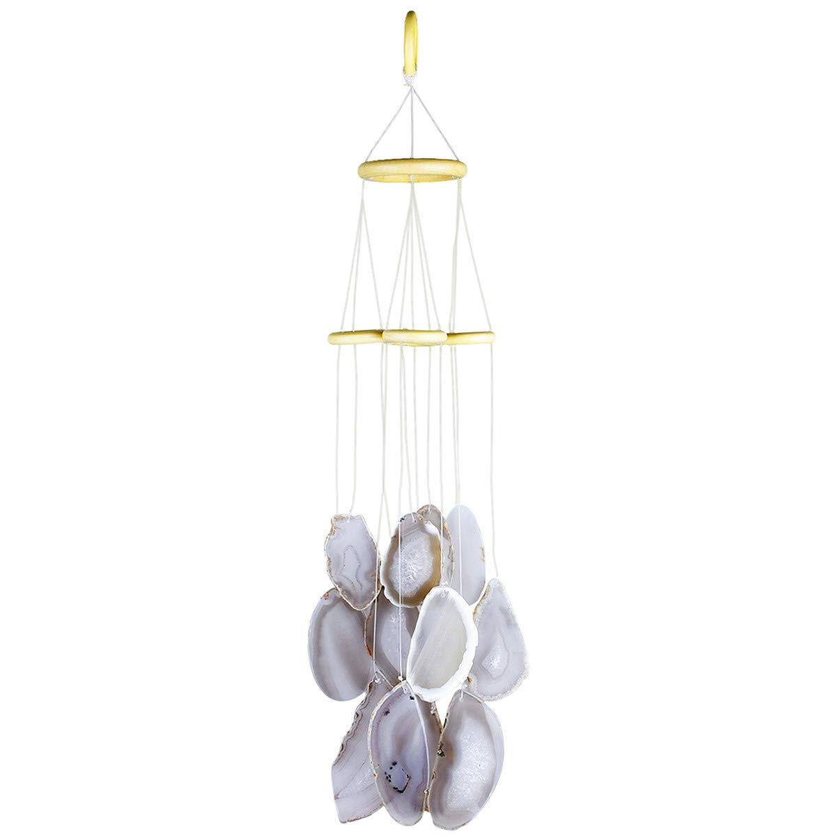 Nupuyai Natural Colour Agate Slices Wind Chimes for Garden Home Decor, Crystal Stone Hanging Ornament Wind Bell for Outdoor Indoor 58cm
