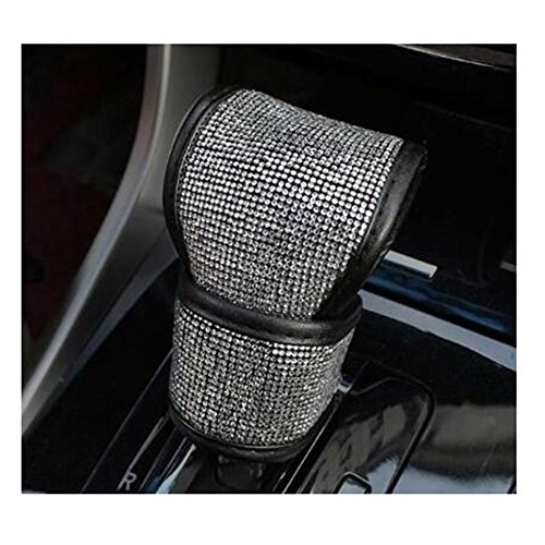 LuckySHD PU Leather Car Gear Shift Cover with Bling Rhinestones Car Accessories Case