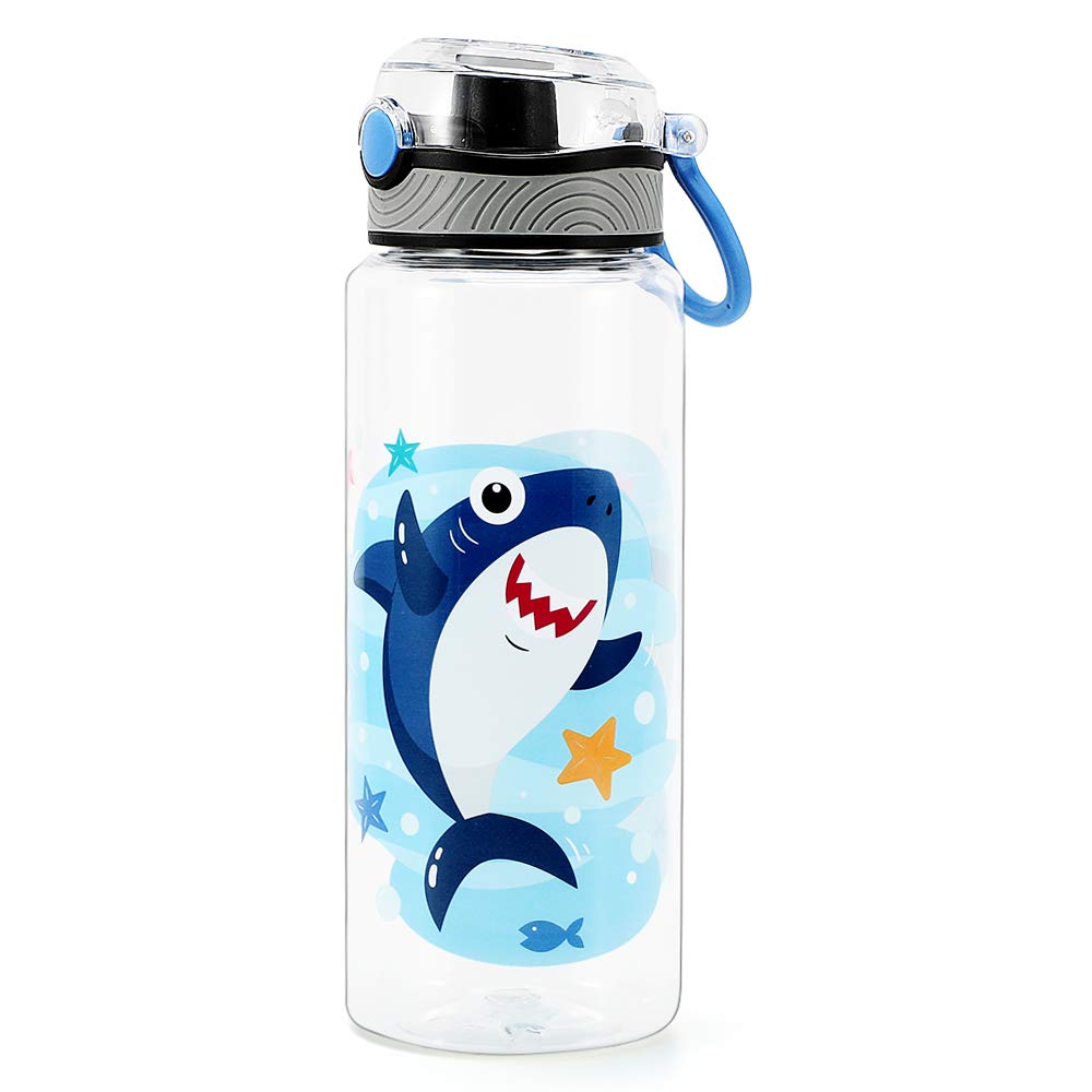 Home Tune Cute Water Bottle, BPA FREE Tritan, Leak Proof, Easy Clean, Carry Handle, 680ml - Shark — image 1