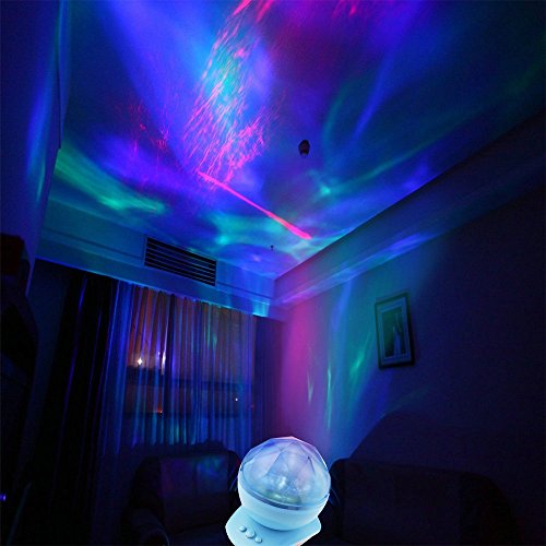 Realistic Aurora Star Borealis Projector Night Light Diamond Style Color Changing Projector Light with Bulit in Speaker and Audio Cable for Bedroom Living Room as Decorative Lighting (Bule)