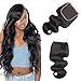 10A Brazilian Closure Body Wave 100% Unprocessed Virgin Human Hair Lace Closure 4X4 Free Part Natural Black (Free part 10inch)