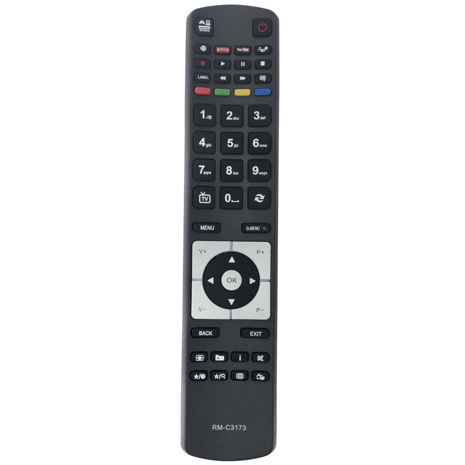 Replacement Remote Control RM-C3173 Sub RC5117 Fit for JVC LED Smart HD TV LT-32C740 LT-32C740A LT-32C740B LT-39C740 LT-39C740A LT-50C740 LT-50C740A