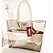 Zicac Waterproof Semi-clear Tote Bags Stripe PVC Shoulder Bag with Pouch (Gold)