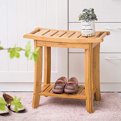 Unibambou Bamboo Shower Bench with Storage Shelf, Wooden Spa Bath Deluxe Organizer Shower Stool for Inside Shower Waterproof, Bathroom Bench Seat for Adults Elderly Seniors for Indoor or Outdoor Use - Image 5