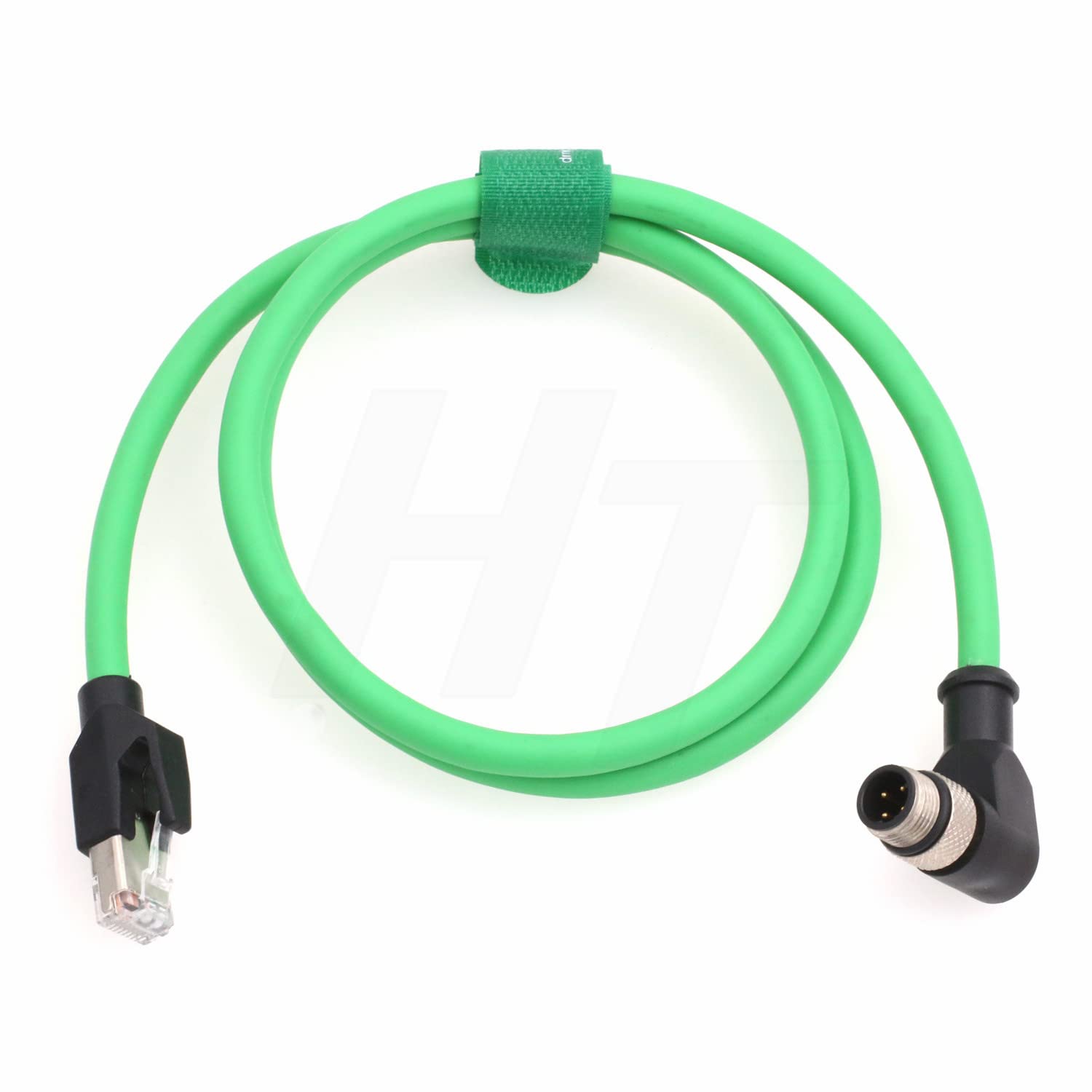 HangTon Vision Sensor Ethernet M12 4 Pin D-Coded Right Angle to RJ45 Cable for Sick Omron Keyence EtherCAT Network CAT5e Shielded Flexible 1m