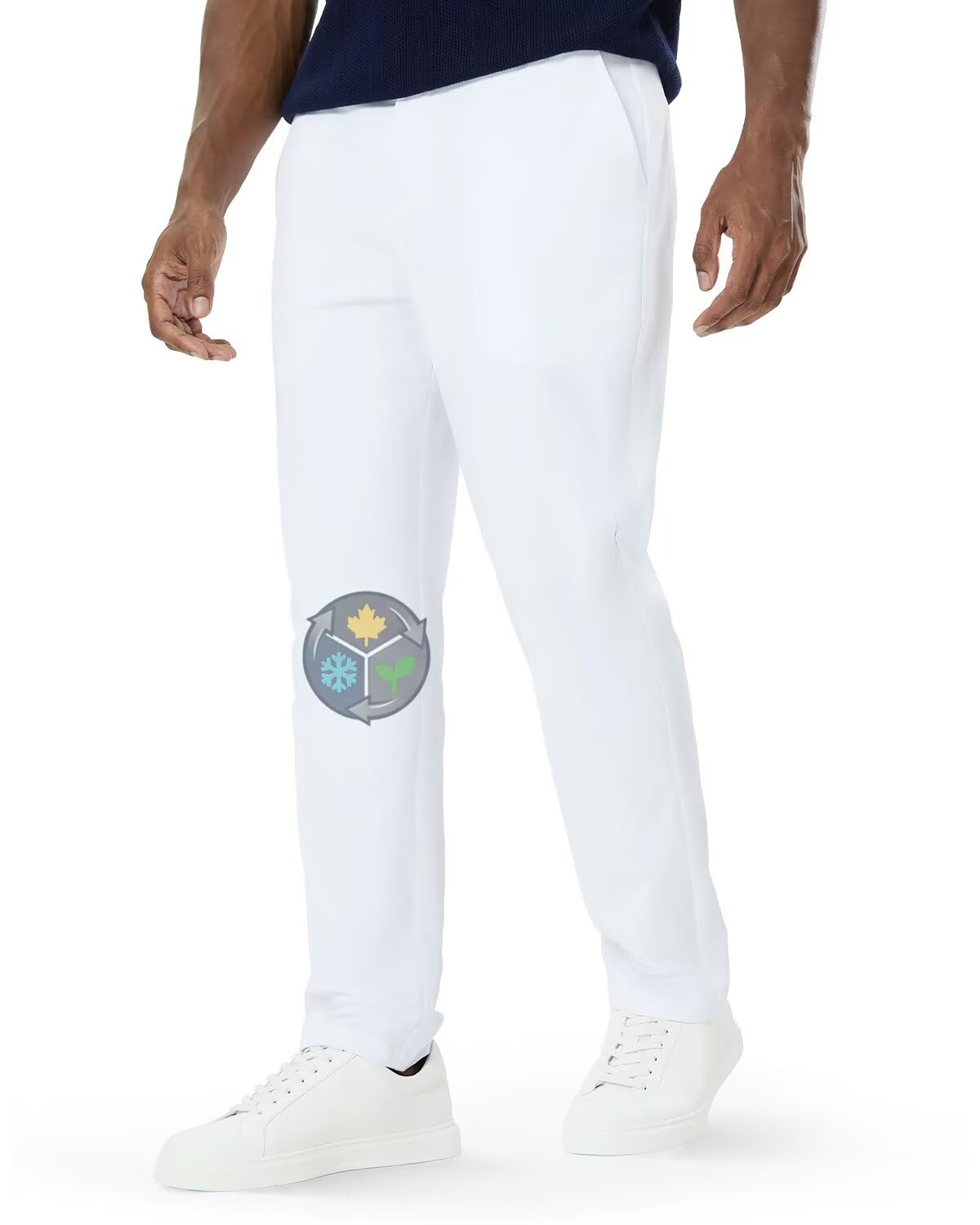 SNOWTEN Mens Cold Weather Pants for Men, Fleece-Lined Dress Pants Winter Version Classic Fit Stretch, 30" Quick Dry Lightweight, Pockets White 36w × 30L Image