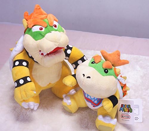 Super Mario 6.5" Bowser Jr. And 10" Standing Bowser Koopa King Character Stuffed Plush Toy Figure Kids Gift By Fantastic House