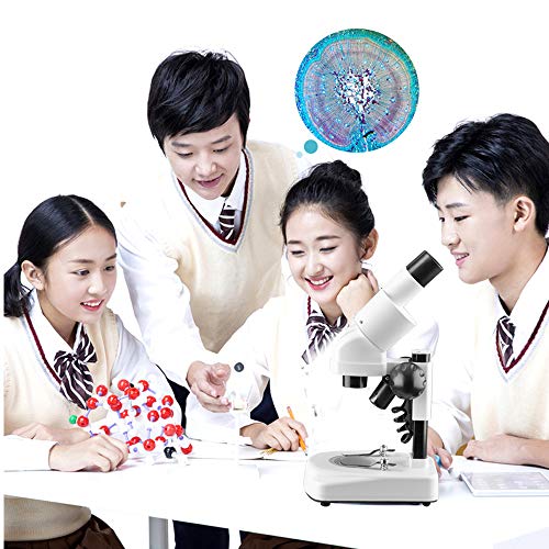 DoubleSun Student Kids Beginner Stereo Microscope Science Kit 20X-40X Compound LED Light Source Binoculars Lab Microscope with a Phone Adapter for Microscope to Record