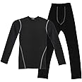 Boys Hockey Base Layer Moisture Wicking Quick Dry Underwear Crew Neck Thermal Shirt Leggings 2 Pcs…
