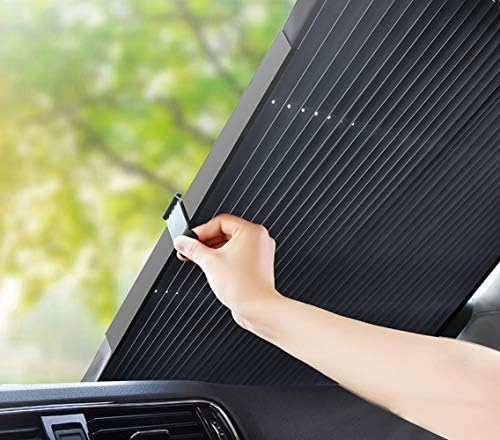 Le Remio Retractable Sun Shade for Windshield,F150,Sliverado,Ram,Heat Shade for Pick Up Trucks,Vans, Car Windshield Sun Shade, Automotive Car Shades