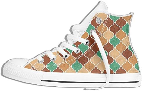 Ongyeyuan Clover Leaves Barb Style Clover Lattice Boho Colorful Kids Room (2) High Top Classic Casual Canvas Fashion Shoes 39