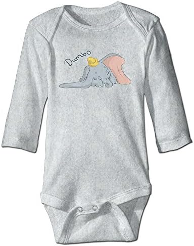 Baby 100% Cotton Long Sleeve Onesies Toddler Bodysuit Dumbo Babysuits Ash Size 12 Months