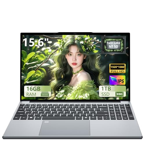 MOGIKK Laptop PC 15.6 inches, Notebook N150 up to 3.6 GHz (better than N95), Laptop 16 GB DDR4 RAM 1 TB SSD, Equipped with 1920 x 1080 display, Win 11 Pro, 2 x USB3.0, HDMI 4K, WiFi 5 Laptop