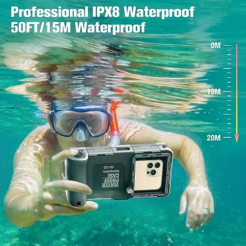 ZLiME Professional Diving Phone Case Pouch Waterproof Smartphone, IPX8 Waterproof Phone Pouch Underwater Protective Case for iPhone Samsung Huawei LG Google (Black)