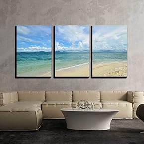 Peaceful White Sand Beach at Talu Island Thailand x3 Panels