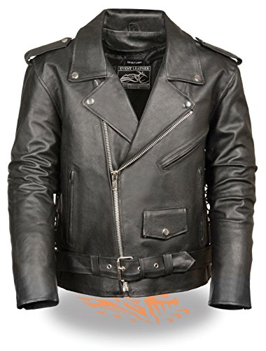 MEN'S MOTORCYCLE MOTORBIKE SIDE LACES POLICE TERMINATOR LEATHER JACKET BLACK NEW (2XL Regular)
