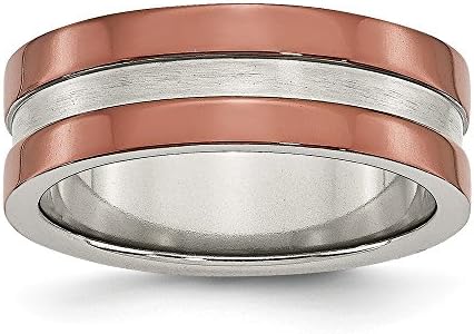 国産品 Ice Carats ステンレススチール 8mm ブラウンメッキ ファッションジュエリー ブラシセンター 女性へのギフトに 結婚指輪