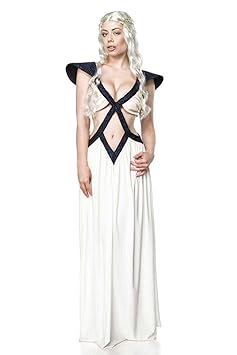 Sexy Königin Kostüm Damenkostüm Game Weiß Drache Throne Prinzessin mit Perücke