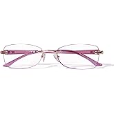 ZESAKER Rimless Reading Glasses for Women, Rectangle Blue Light Blocking Readers With Tinted Edge