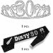 MEANT2TOBE 30th Birthday Sash and Tiara for Women - Fabulous Glitter Sash + Waves Rhinestone Silver Premium Metal Tiara for Her, 30th Birthday Gifts for 30 Party
