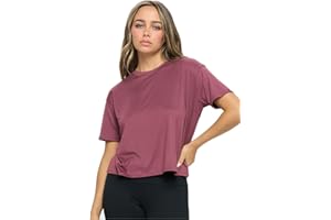 KNIT RIOT Women’s Crop Top – Short Sleeve Soft Boxy Crewneck Casual Active Workout Yoga Running Cropped Tee T Shirts