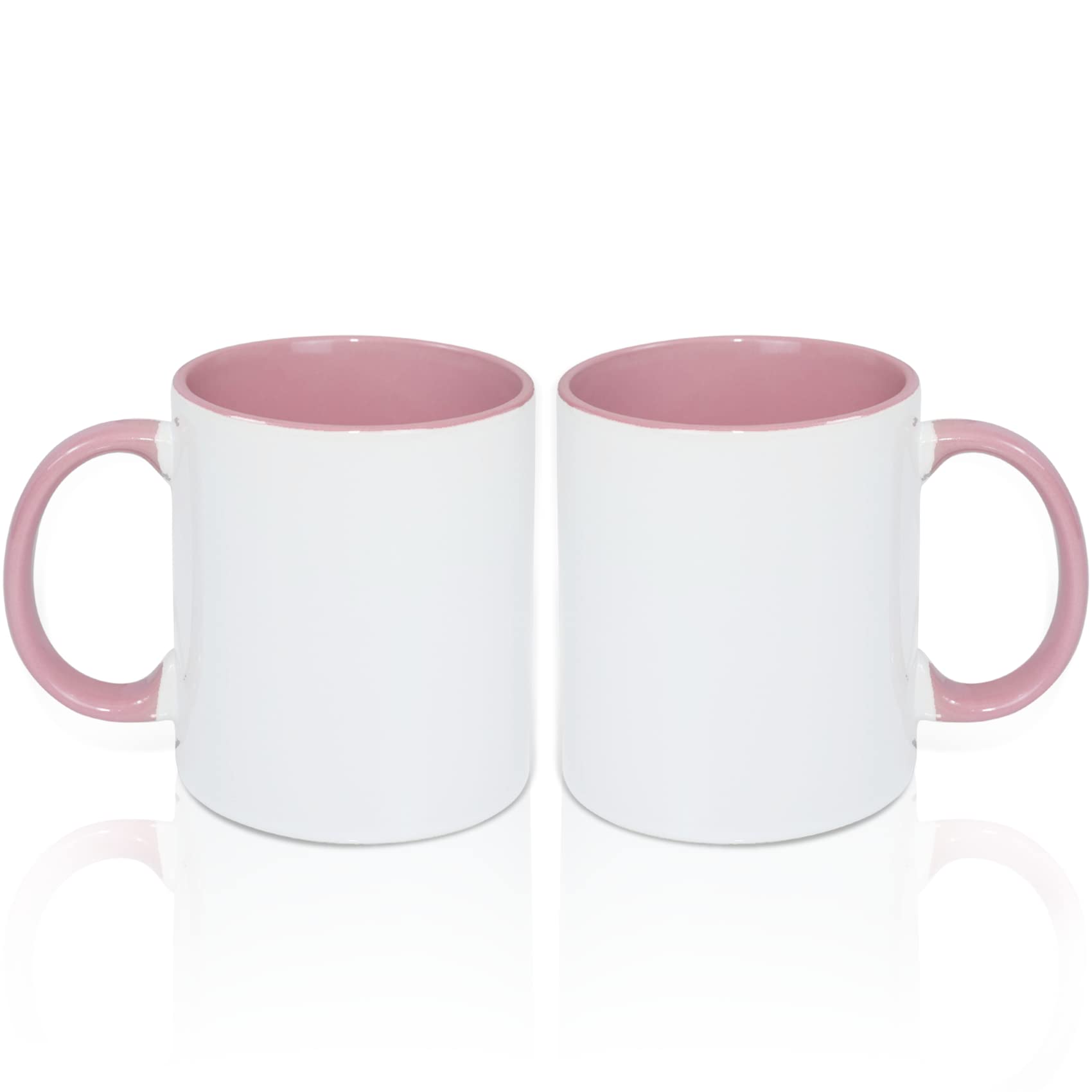 MR.R 11oz Sublimation Blank Coffee Mugs,Cup Blank White Mug Cup with Pink Color Mug Inner and Handle,Set of 2 — image 1