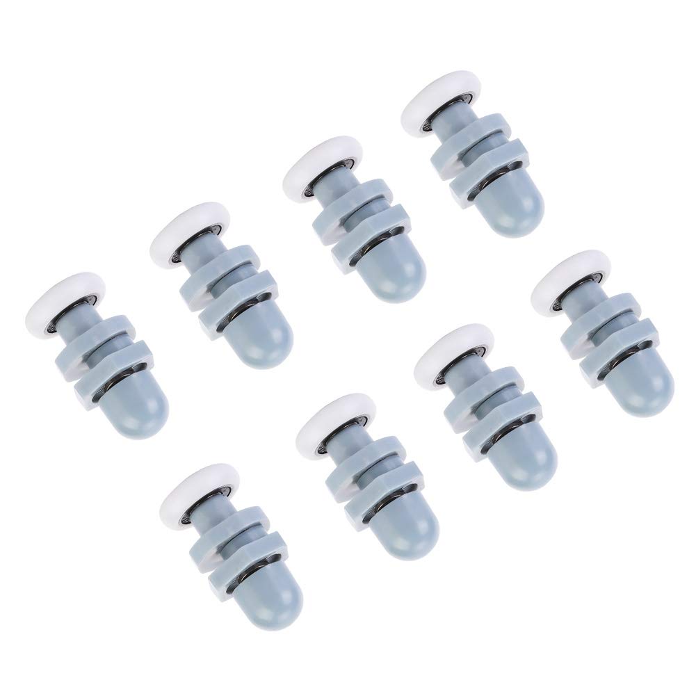 8pcs Shower Door Rollers, Shower Door Wheels, Plastic Shower Rollers for Curved Doors, Shower Door Runners Sliding Replacement for Bathroom Glass Door (20mm)