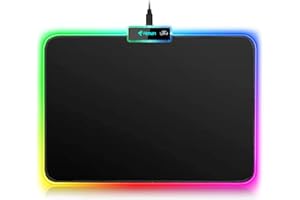 Hcman RGB Gaming Mouse Pad, Small Mousepad 340×245×3mm, PC Gaming Accessories LED Mouse Mat for Desk, Mouse Pads Boy Gifts for Computer Gamer - Black