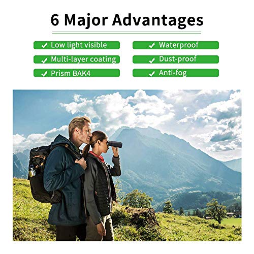 12x50 Powerful Binoculars for Adults, Durable Clear Full-Size Binoculars for Bird Watching Football Safari Sightseeing Climbing Hiking Hunting Traveling Sport with Low Light Night Vision - Thumbnail 5