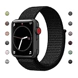 Lozer for Apple Watch Band Sport Loop 42MM, Adjustable Closure Wrist Strap Lightweight Breathable Nylon Replacement Band for Apple Watch Series 3/2/1, Sport, Edition,Nike+ Hermes (Dark Black)
