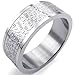 KONOV Mens Womens Stainless Steel Ring, English Lord's Prayer Cross 8mm Band, Size 11