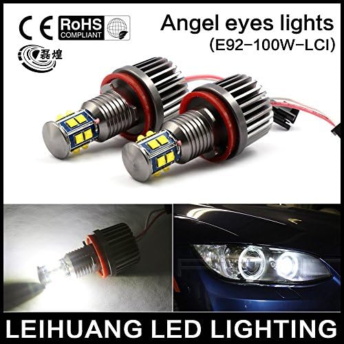 LEIHUANG LED Light 120W H8 HID Xenon 6000k Angel Eyes Halo Ring E60 E70 E90 E92