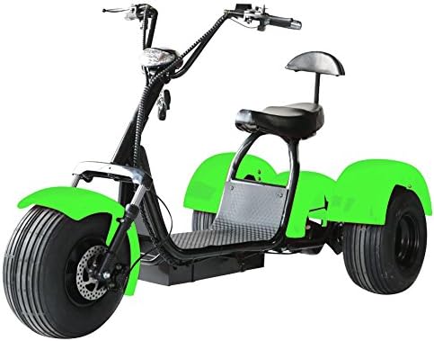 eDrift UH-ES395 Fat Tires 3-Wheel Electric Chopper Trike Scooter Moped with Shocks Harley E-Bike (Green, 18AH 30 Miles)