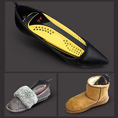 LOHOME 1-Pair Electric Shoe Dryer with Timer- Boot Dryer Shoes Warmer Shoes Drying Device Footwear Heater Dehumidify Disinfector Deodorizer (Yellow)